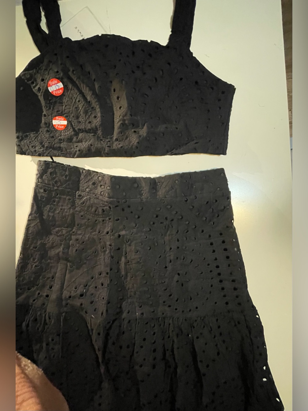 Black Eyelet Midi Skirt - Women dress
